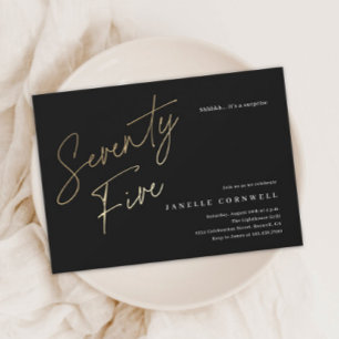 Papier Budget Noir et or Script 75e anniversaire Invitati
