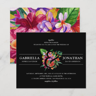Papier Budget noir moderne Mariage de bouquet tropical