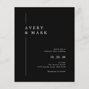 Papier Budget noir moderne minimaliste Faire-part de mari