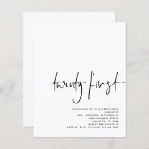 Papier Budget noir Script blanc 21e anniversaire Invitati