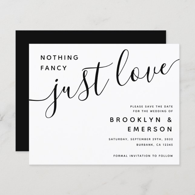 Papier Budget Nothing Fancy Just Love Save the Date (Devant / Derrière)