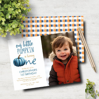 Papier Budget Notre Petit Citrouille Bleu Plaid 1er anniv