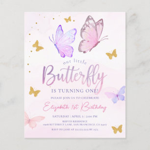 Papier Budget Notre Petit Papillon rose pourpre Anniversa