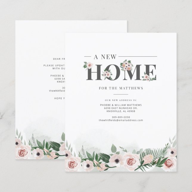 Papier Budget Nous avons déplacé le Faire-part Floral (Devant / Derrière)