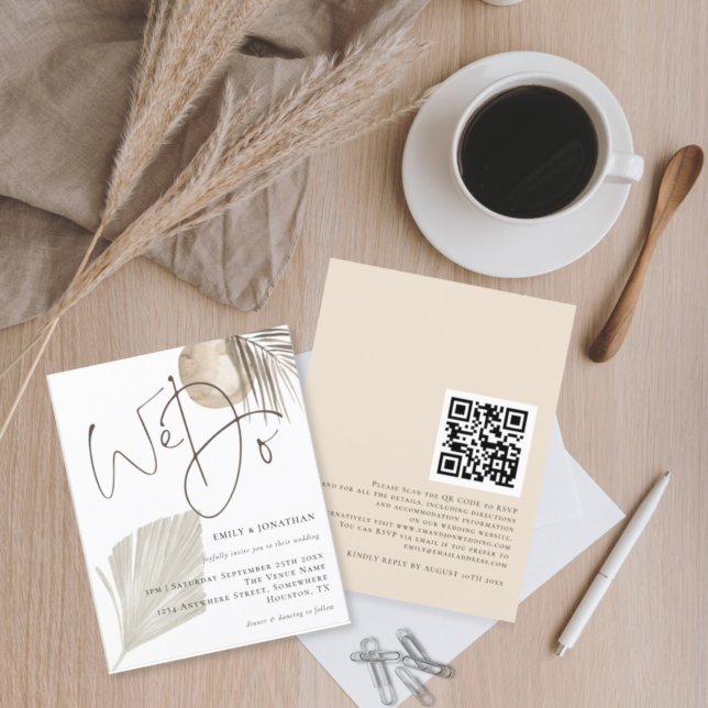 Papier Budget Nous faisons Boho Pampas QR Code Mariage In (Créateur téléchargé)