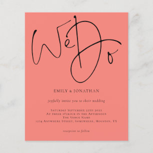 Papier Budget Nous faisons Coral Rose Mariage Invitation