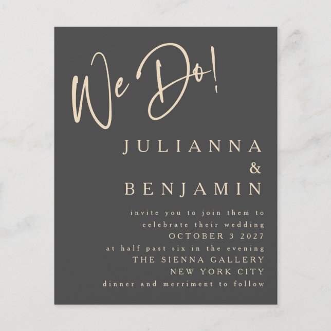 Papier Budget Nous faisons Elegant Black Gold Mariage Inv (Devant)