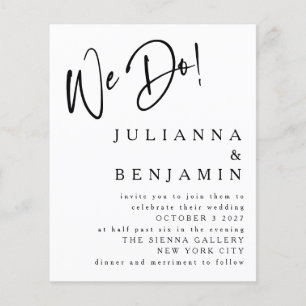 Papier Budget Nous faisons Elégant Noir Blanc Mariage Inv