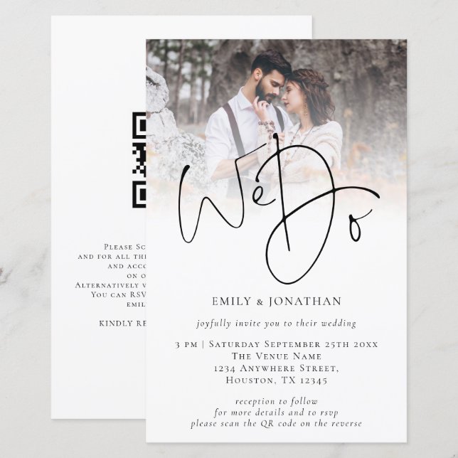 Papier Budget Nous faisons Photo QR Code Script Mariage I (Devant / Derrière)