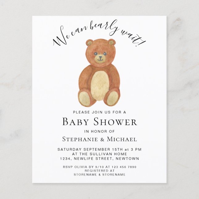 Papier Budget Nous Pouvons Attendre Le Baby shower Des Co (Devant)