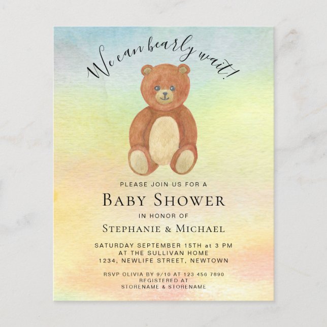 Papier Budget Nous Pouvons Attendre Le Baby shower Des Co (Devant)