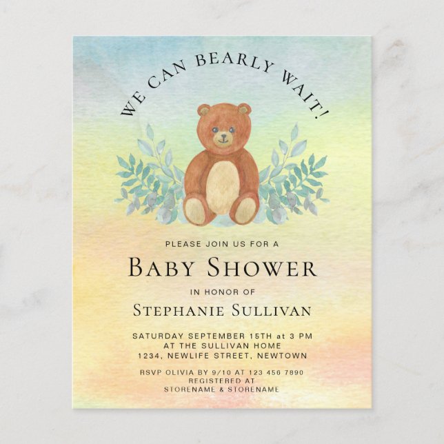 Papier Budget Nous Pouvons Attendre L'Invitation Du Baby  (Devant)