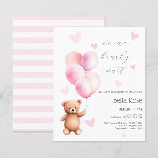 Papier Budget Nous Pouvons Attendre L'Invitation Du Baby  (Devant / Derrière)