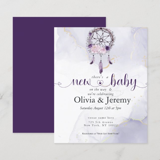 Papier Budget Nouveau bébé sur le chemin Purple DreamCatc (Devant / Derrière)