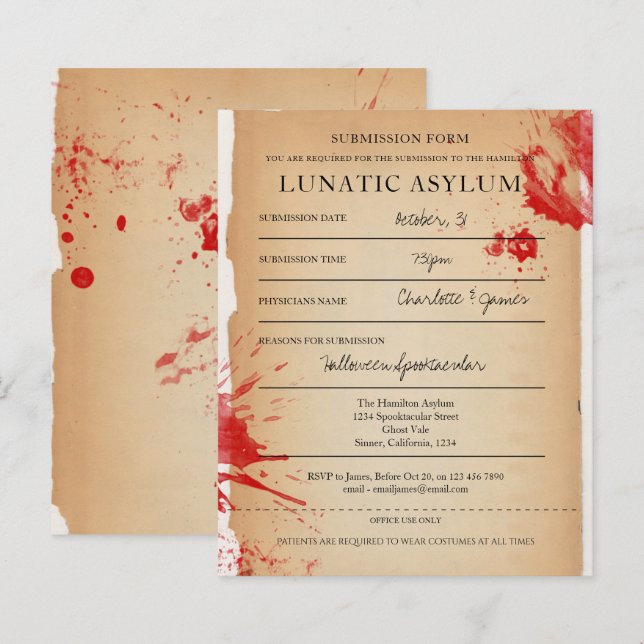 Papier BUDGET Nouveauté Halloween Parti Lunatique Asile (Devant / Derrière)