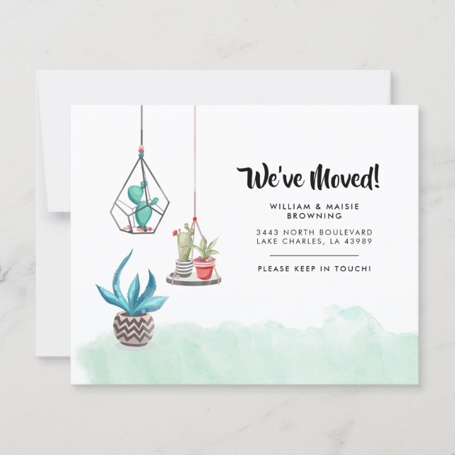 Papier Budget Nouvelle adresse Succulents Faire-part de d (Devant)