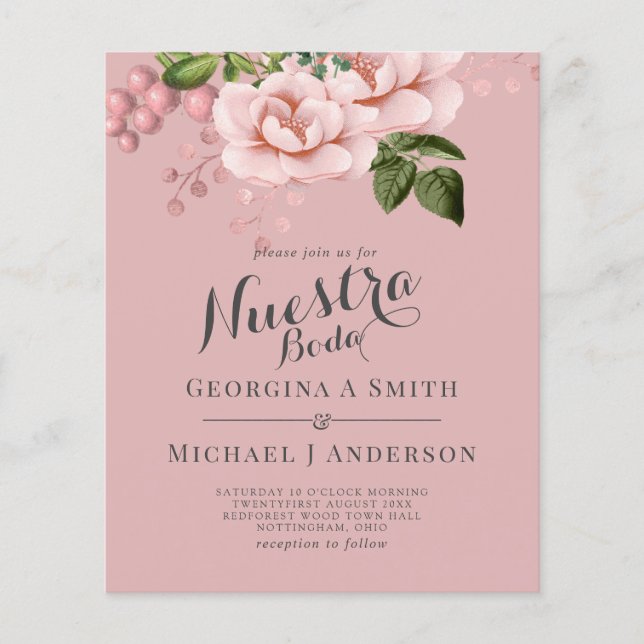Papier BUDGET Nuestra Boda Invitacion - Roses Roses Roses (Devant)