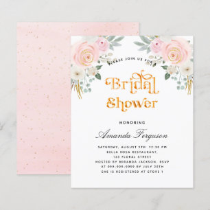Papier Budget nuptiale douche rose pâle invitation floral