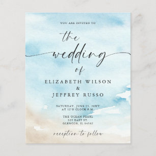Papier Budget Ocean Summer Beach Mariage Invitation