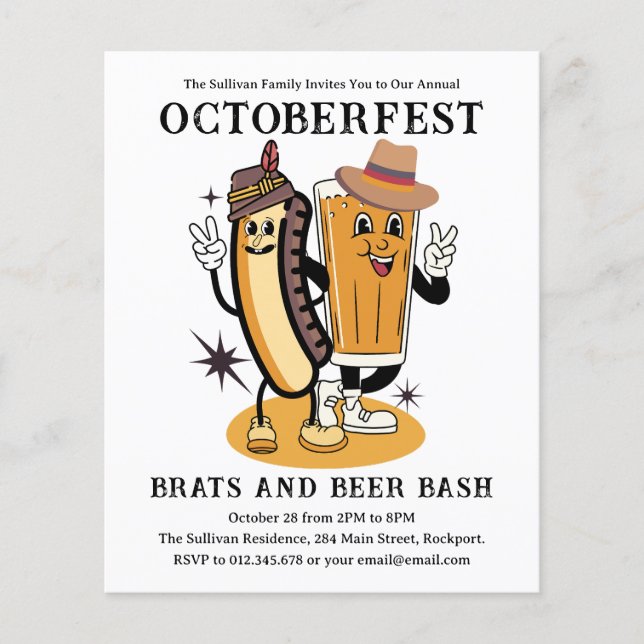 Papier Budget Octoberfest Brats Beer Party Invitation (Devant)