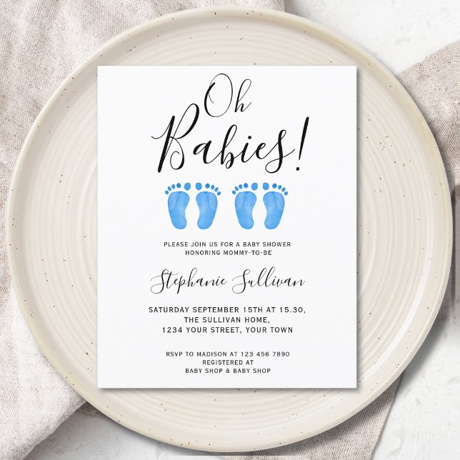 Papier Budget Oh Babies Twins Baby shower Invitation (Créateur téléchargé)