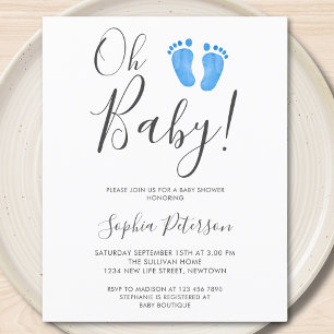 Papier Budget Oh Baby Blue Feet Baby shower Invitation