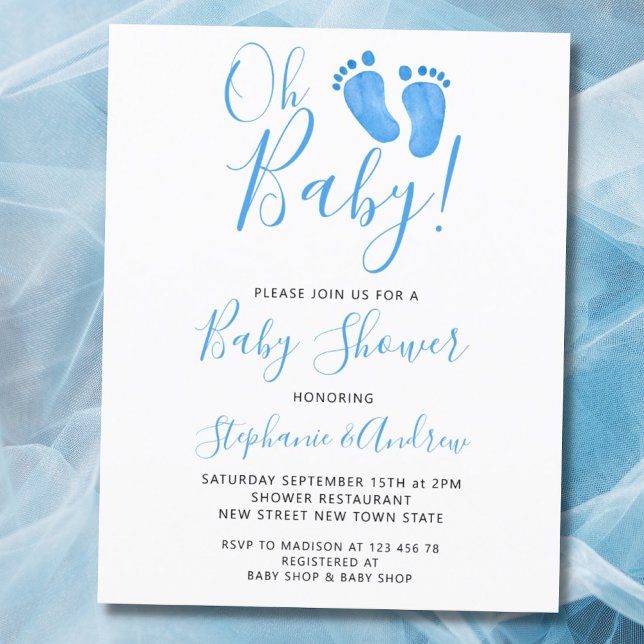Papier Budget Oh Baby Feet Couples Baby shower Invitation (Créateur téléchargé)
