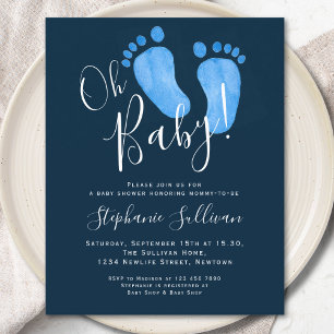 Papier Budget Oh Baby Marine Baby shower bleu Invitation