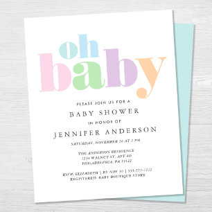 Papier Budget Oh Baby Moderne Baby shower Invitation