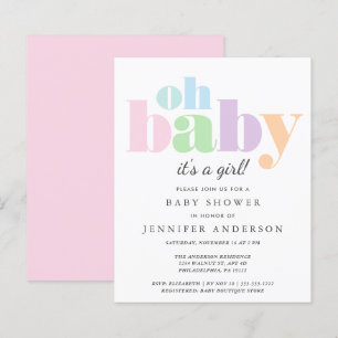 Papier Budget Oh Baby Pastel Baby Girl Douche Invitation
