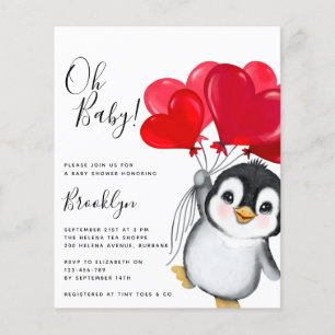 Papier Budget Oh Baby Penguin Baby shower Invitation