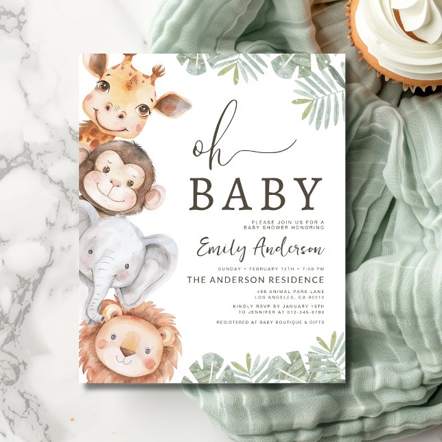 Papier Budget Oh Baby Safari Baby shower animal garçon (Créateur téléchargé)