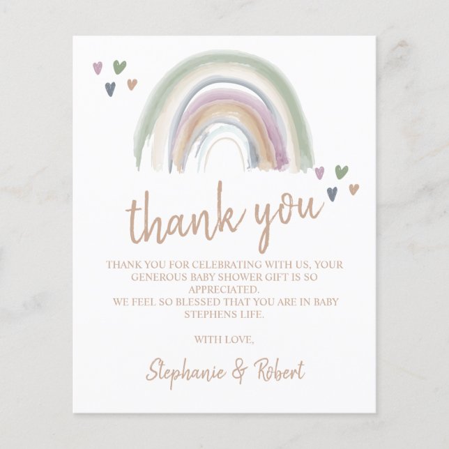 Papier Budget Oh Baby shower Boho Rainbow Merci (Devant)