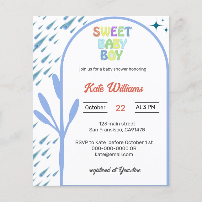 Papier Budget Oh Boy Baby shower Invitation (Devant)