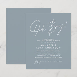 Papier budget oh Boy baby shower script bleu élégant