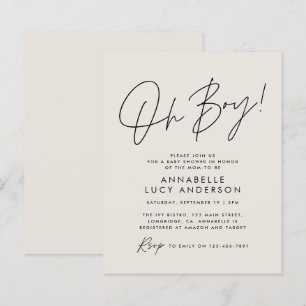 Papier budget oh Boy baby shower script crème neutre
