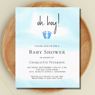 Papier Budget Oh Boy Boy's Baby shower Invitation