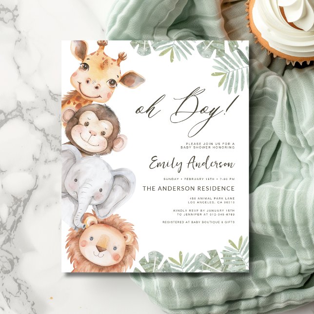 Papier Budget Oh Boy Safari Animal Garçon Baby Shower (Créateur téléchargé)