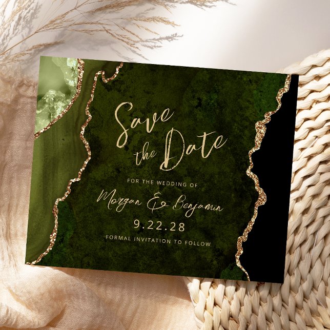 Papier Budget Olive Green Agate Mariage Enregistrer la da (Créateur téléchargé)
