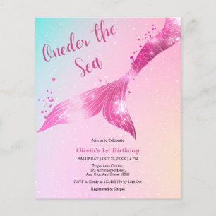 Papier Budget Onder Sea Mermaid 1er anniversaire Invitati