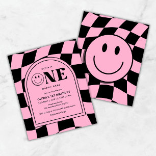 Papier Budget One Happy Babe Pink 1er anniversaire Invita