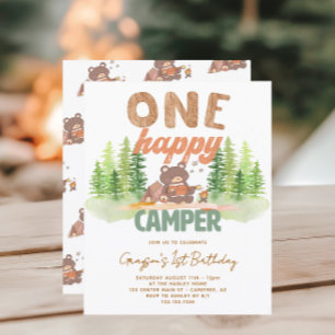 Papier Budget One Happy Camper 1er Invitation anniversair