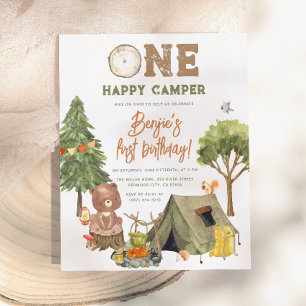 Papier Budget One Happy Camper Ours en Bois Garçon 1er An