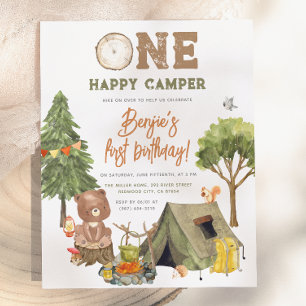 Papier Budget One Happy Camper Ours en Bois Garçon 1er An