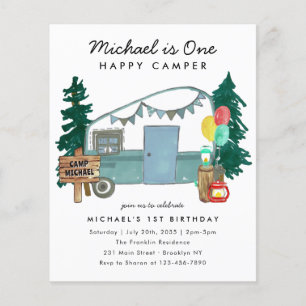 Papier Budget One Happy Camper Woods Camping 1er annivers