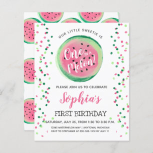 Papier Budget One in a Melon 1st Birthday Invitation