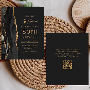 Papier Budget Or noir Agate QR Code 50e Anniversaire