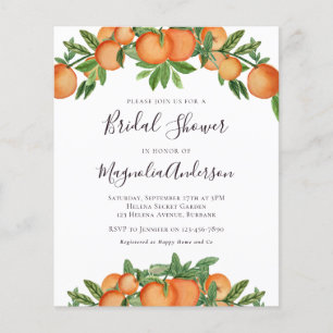 Papier Budget Orange Citrus nuptiale douche Invitation