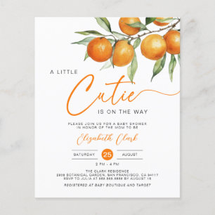 Papier Budget Orange Little Cutie Baby shower Invitation