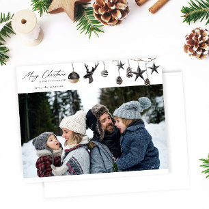 Papier Budget Ornements noirs et para photo Joyeux Noël